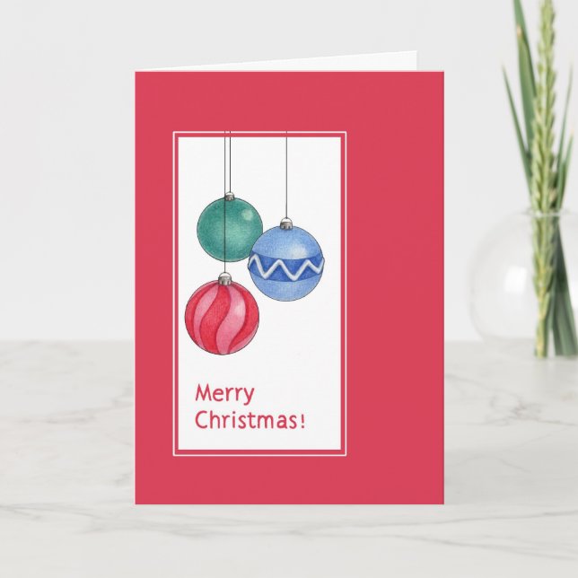 Red Christmas Ornaments Card (Front)
