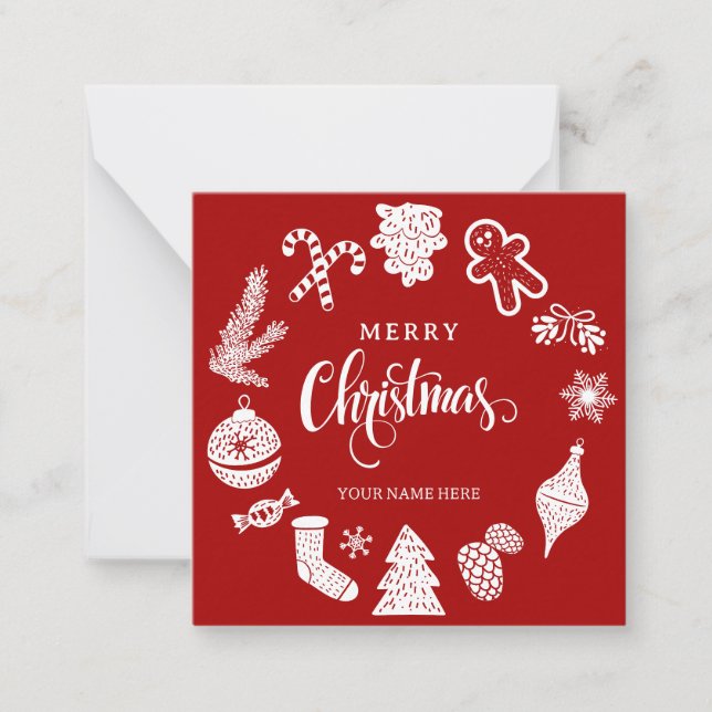 Red christmas ornaments decorations card (Front)