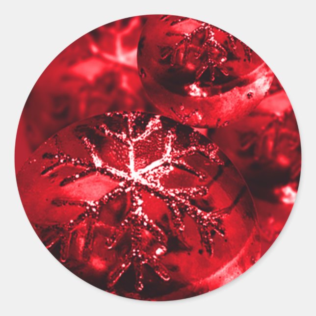 Red Christmas Ornaments Holiday Cards Stickers (Front)