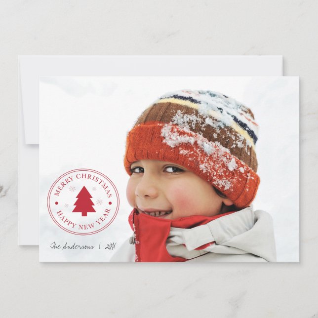 Red Christmas Ornaments Holiday Photo Card (Front)