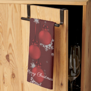 Red Christmas Ornaments Kitchen Towel