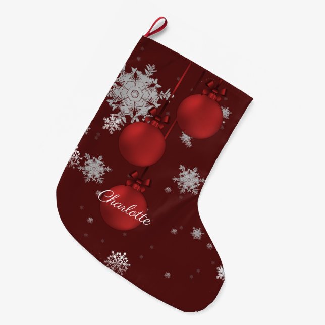 Red Christmas Ornaments Stocking (Front (Hanging))