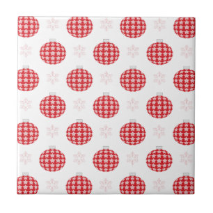 Red christmas ornaments tile