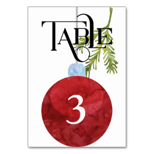 Red Christmas OrnamentWedding Reception Table Number