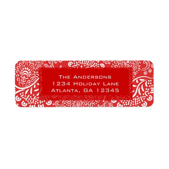 Red Christmas Paisleys Return Address Return Address Label