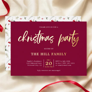 Red Christmas Party Calligraphy Elegant