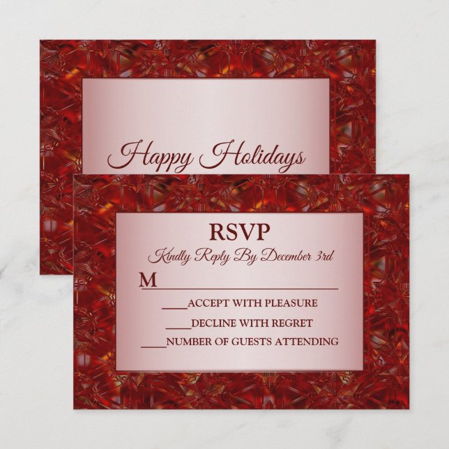 Red Christmas Party Elegant Holidays RSVP Card (Front/Back)