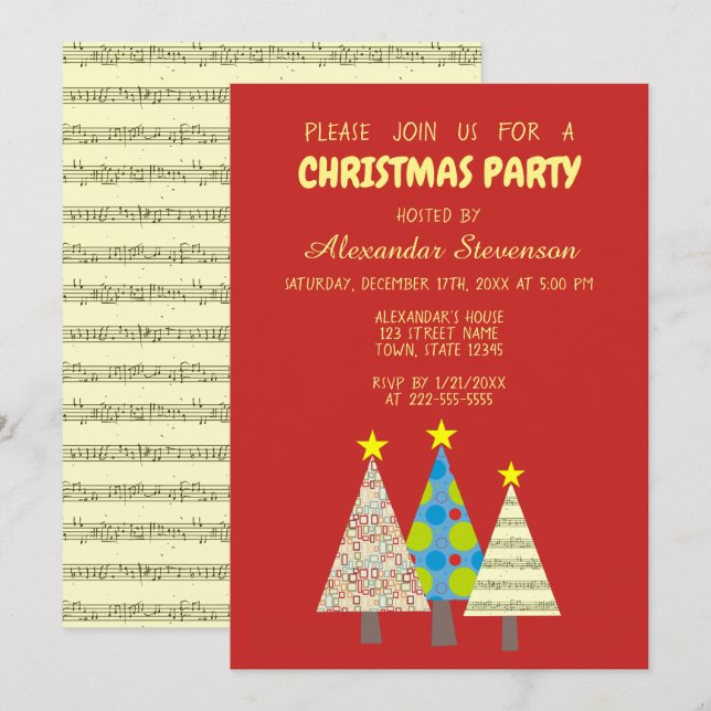 Red Christmas Party Invitation (Front/Back)