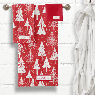 Red Christmas Pattern#6 ID1009 Bath Towel Set