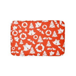 Red Christmas Pattern Bath Mat