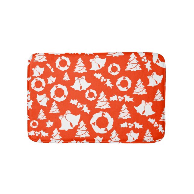 Red Christmas Pattern Bath Mat (Front)