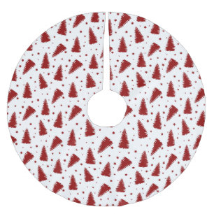 Red Christmas Pattern Brushed Polyester Tree Skirt