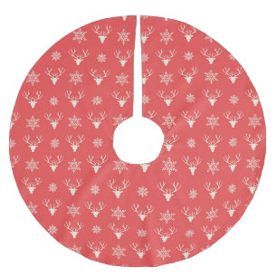 Red Christmas Pattern Brushed Polyester Tree Skirt