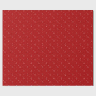Red Christmas Pattern.Festive Trees and Snowflakes Wrapping Paper