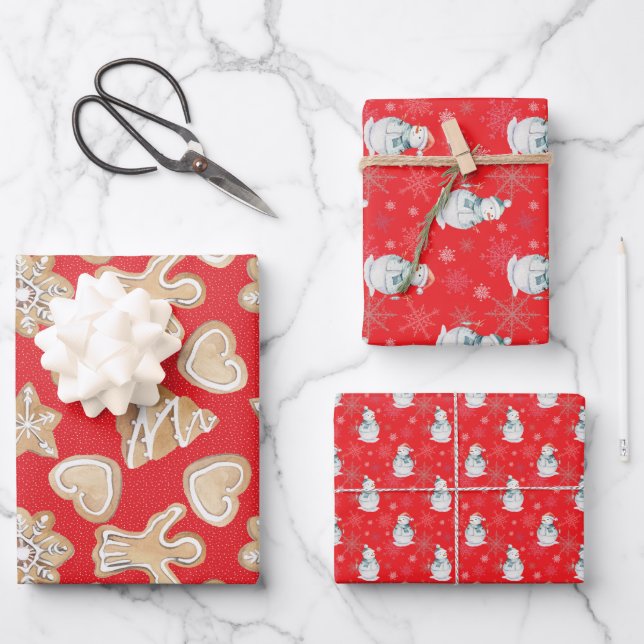 🎄Red Christmas pattern Wrapping Paper Sheet (Front)