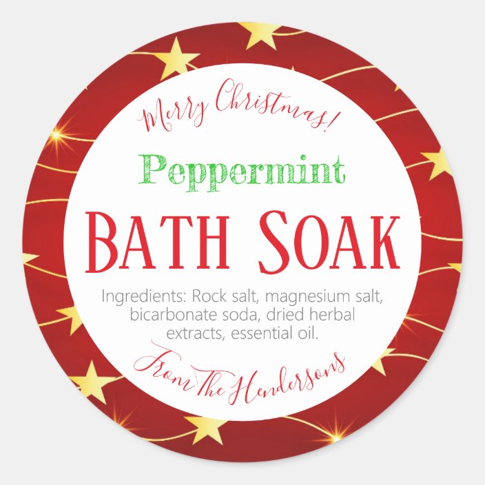Red Christmas Peppermint Bath Bomb Bath Salt Soak Classic Round Sticker