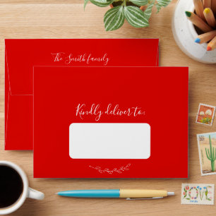 Red Christmas Personalised Calligraphic Envelope