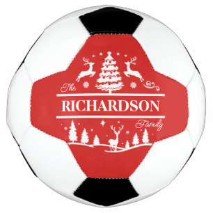 Red Christmas Personalised Family Name   Holiday Football