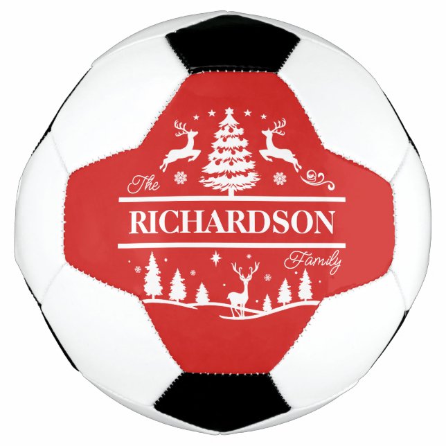 Red Christmas Personalised Family Name | Holiday Football (Front)