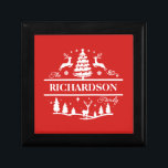 Red Christmas Personalised Family Name | Holiday Gift Box<br><div class="desc">Red Christmas family name custom name monogram holiday gift box. Elevate your Christmas gift wrapping with this personalised gift box. This custom family name gift box adds a unique touch to your holiday gift wrapping and makes for a thoughtful and cherished family keepsake.</div>
