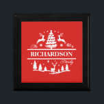 Red Christmas Personalised Family Name | Holiday Gift Box<br><div class="desc">Red Christmas family name custom name monogram holiday gift box. Elevate your Christmas gift wrapping with this personalised gift box. This custom family name gift box adds a unique touch to your holiday gift wrapping and makes for a thoughtful and cherished family keepsake.</div>