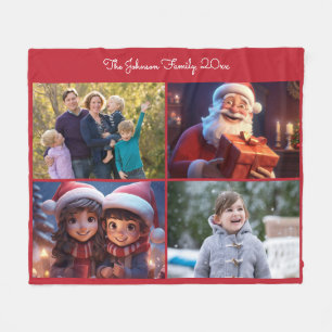 Red Christmas Photo Family Fleece Blanket