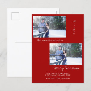 Red Christmas Photo Pregnancy Announcement Card