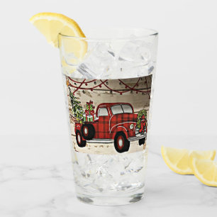 ***RED CHRISTMAS PICKUP TRUCK*** GLASS