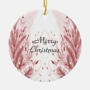 Red Christmas Pine Tree Snow Beautiful Ceramic Tree Decoration
