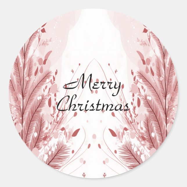 Red Christmas Pine Tree Snow Decoration Beautiful Classic Round Sticker (Front)