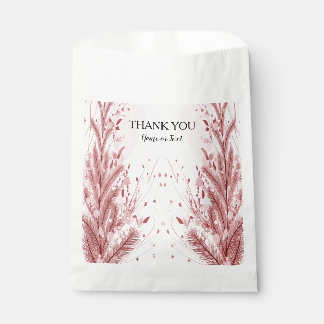 Red Christmas Pine Tree Snow Decoration Beautiful Favour Bags (Front)