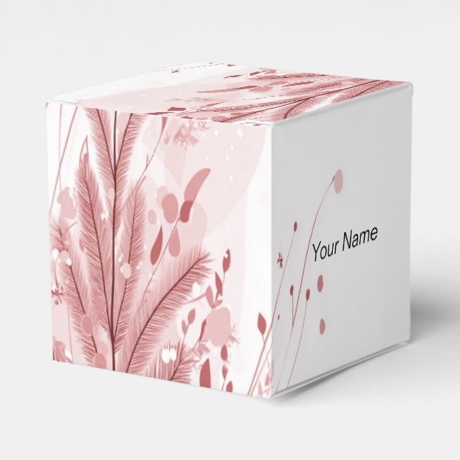 Red Christmas Pine Tree Snow Decoration Beautiful Favour Box (Front Side)