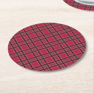 Red Christmas Plaid Beverage Coasters