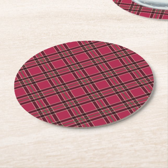 Red Christmas Plaid Beverage Coasters (Angled)