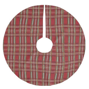 Red Christmas Plaid  Brushed Polyester Tree Skirt