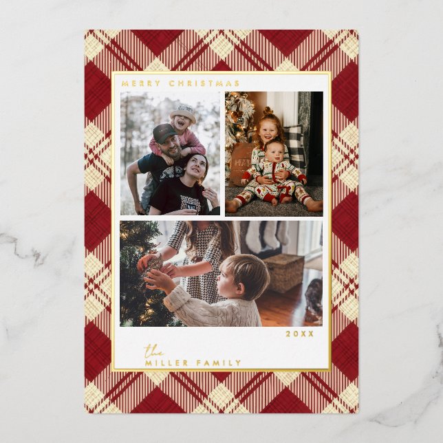 Red Christmas Plaid Holiday Cards (Front)