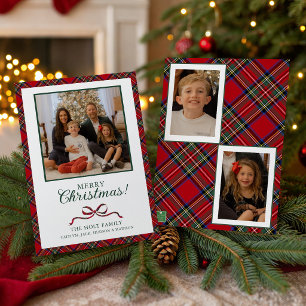 Red Christmas Plaid Photo Holiday Card