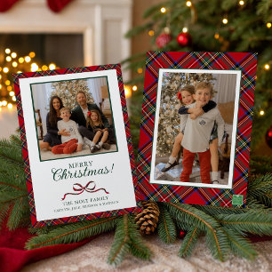 Red Christmas Plaid Photo Holiday Card