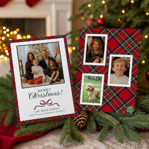 Red Christmas Plaid Photo Holiday Card