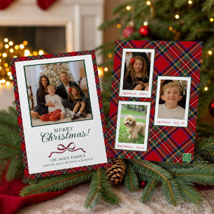 Red Christmas Plaid Photo Holiday Card