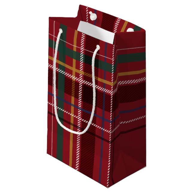 Red Christmas plaid simple classic holiday Small Gift Bag (Front Angled)
