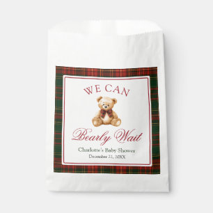 Red Christmas Plaid Winter Teddy Bear Baby Shower Favour Bags