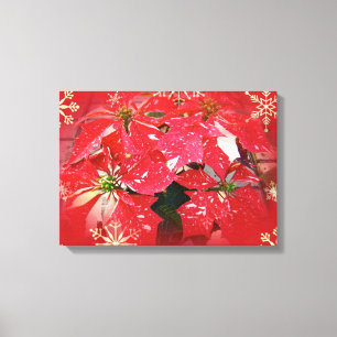 Red Christmas Poinsettia Canvas Print