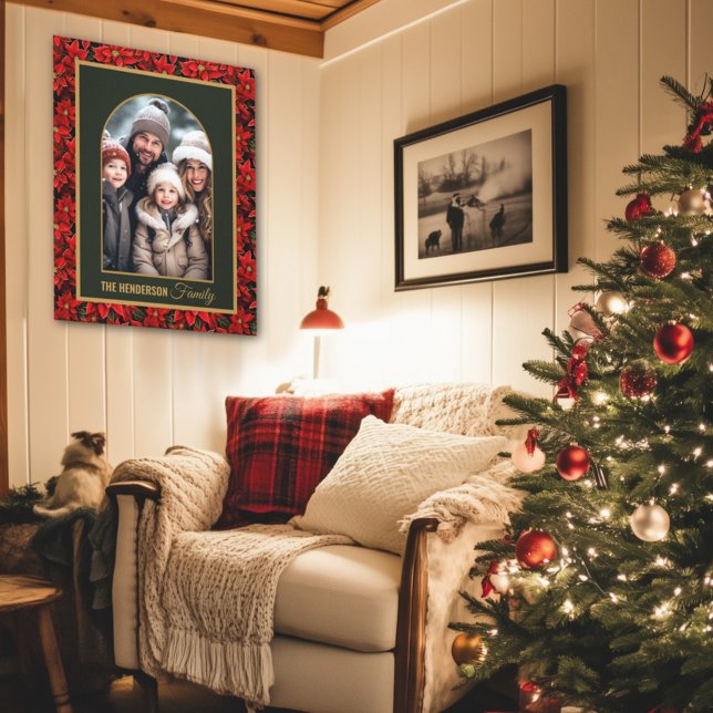 Red Christmas Poinsettia Custom Photo  Canvas Print (Creator Uploaded)