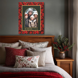 Red Christmas Poinsettia Custom Photo Canvas Print