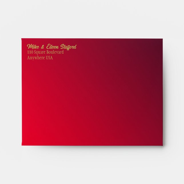 Red Christmas Poinsettia Holiday Envelope (Front)