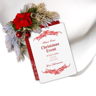 Red Christmas Poinsettia Invitation