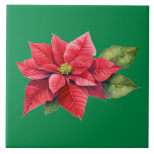 Red Christmas Poinsettia Tile