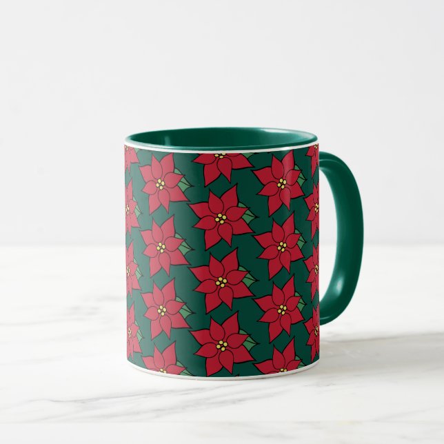 Red Christmas Poinsettias Coffee Mug Gift (Front Right)