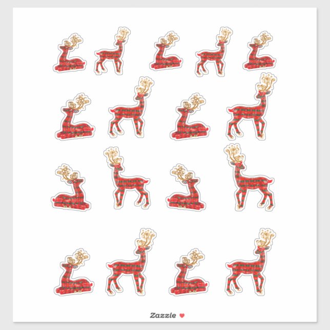 Red Christmas Reindeer Decal Stickers Xmas Santa (Sheet)